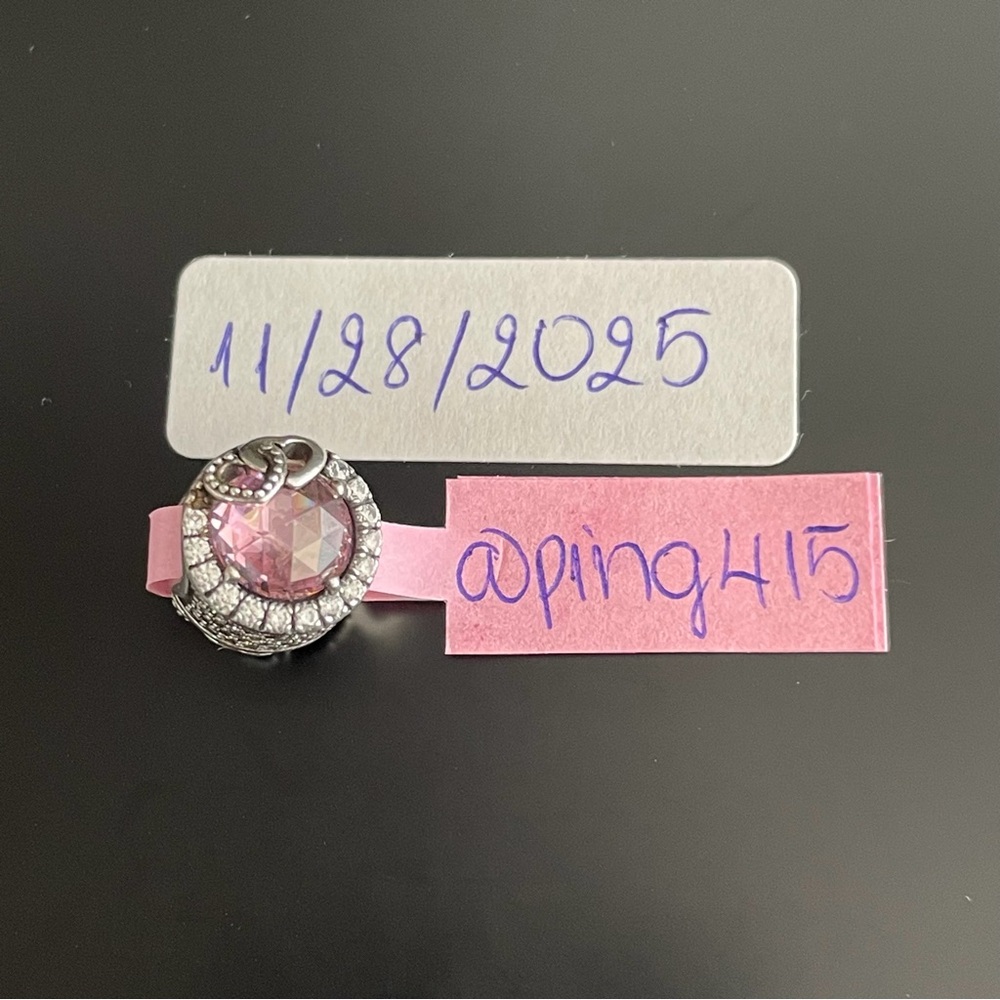 Pandora Valentine Double Heart Pink Radiant Charm - Picture 8 of 9